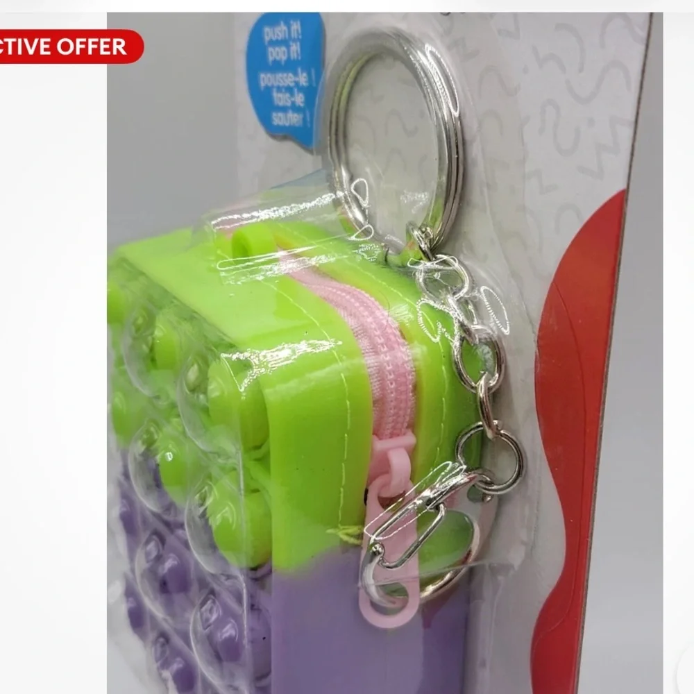 Fidgetz  Clip Purple Pop It with zipper can storege key, AirPod  Keychain